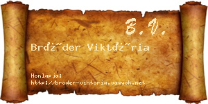 Bröder Viktória névjegykártya